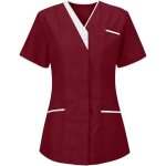 Tunique mdicale femme col en v rouge - blouse medicale femme manche courte - uniforme de travail infirmiere ...