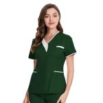 Tunique mdicale femme col en v blouse medicale femme manche courte uniforme de travail blouse infirmiere ...