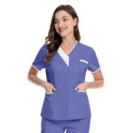 Tunique mdicale femme col en v blouse medicale femme manche courte uniforme de travail blouse infirmiere ...