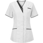 Tunique mdicale femme - uniforme de travail - col en v - manche courte - blanc