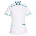 Tunique médicale stretch multipoche fermeture pression femme portwest - blanc / bleu Tunique médicale stretch multipoche fermeture pression femme portwest - blanc / bleu
