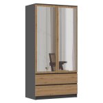 Turin - armoire 2 portes avec miroir style moderne chambre � coucher - 90x50x180 - 2 tiroirs