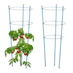 Relaxdays tuteur pour tomates plantes grimpantes lot de 2 m�tal & plastique 3 anneaux r�glables hauteur ...