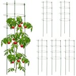 Relaxdays tuteur  tomates en lot de6 mtal et plastique hauteur: 90cm 4anneaux rglables pour plantes ...