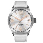 Montre homme - tw steel - twmc44 - argent - cuir blanc - quartz analogique
