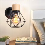 U - do cr�atif applique murale int�rieur vintage noir lampe murale industrielle retro en cage m�tal designe ...