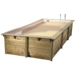 Ubbink piscine bois azura 350x505 h126cm - liner beige - hors sol semi enterre ou enterre - garantie ...