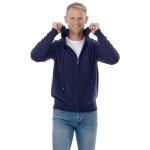 Ugholin gilet cardigan homme 100% cachemire � capuche zipp� bleu marine