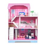 Maison de poupe en bois - uisebrt - grande villa barbie - 3 tages - meubles inclus - scurise pour ...
