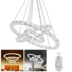 Uisebrt 72w led plafonnier cristal design moderne lustre cr�atif suspension trois anneaux salle � manger ...