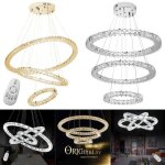 Uisebrt 96w led plafonnier cristal design moderne lustre créatif suspension trois anneaux salle À manger ... Uisebrt 96w led plafonnier cristal design moderne lustre créatif suspension trois anneaux salle À manger ...