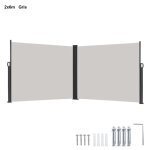Brise - vue - uisebrt - double store lat�ral r�tractable - 200 x 600 cm - gris - r�sistant aux intemp�ries ...