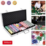 Uisebrt mallette de poker avec 500 jetons laser avec 2 plateaux de poker 5 dés 3 boutons dealer boîtier ... Uisebrt mallette de poker avec 500 jetons laser avec 2 plateaux de poker 5 dés 3 boutons dealer boîtier ...