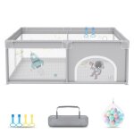 Uisebrt parc pour b�b� 150x180cm pliable grille de barri�re avec filet respirant 68cm hauteur pour enfants ...