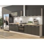 Ultra cuisine complte avec meuble four et plan de travail inclus l 300 cm - gris mat