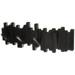 Patère murale - umbra - sticks - 5 crochets rabattables - plastique noir - design contemporain Patère murale - umbra - sticks - 5 crochets rabattables - plastique noir - design contemporain