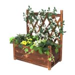 Unho bac � fleurs rectangulaire jardini�re avec treillis - finition en bois 64x37x76cm