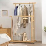 Unho portant  vtement en bambou penderie sur roulette avec tagre porte vtements adulte pour chambre ...