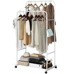 Unho porte vetements a roulettes portant vetement solide penderie sur roulette en fer forg pour chambre ...