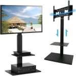 Unho support tv sur pied meuble tv universel pied pour ecran tlviseurs 32 - 65 pouces avec tagres ...