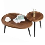 Unho table basse gigogne en bois vintage lot de 2 table salon scandinave 80x55x38cm - 40x47. 5cm Unho table basse gigogne en bois vintage lot de 2 table salon scandinave 80x55x38cm - 40x47. 5cm