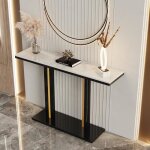 Unho table console de salon console meuble blanche entre couloir bout de canap scandinave - 118x30x78cm ...