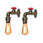 Uni lot de 2 applique murale tuyau deau e27 luminaire bronze int�rieur d�coration pour caf� bar restaurant ...