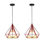 Uni 2 pack lustre suspension forme diamant luminaire industrielle chambre cuisine salon rouge Uni 2 pack lustre suspension forme diamant luminaire industrielle chambre cuisine salon rouge