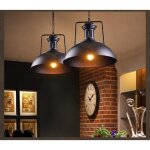 Uni lot de 2 rtro vintage lustre suspension industrielle e27 plafonier luminaire corde ajustable noir ...