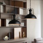 Uni lot de 2 r�tro vintage lustre suspension industrielle e27 plafonier luminaire corde ajustable noir ...