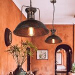Uni lot de 2 rétro vintage lustre suspension industrielle e27 plafonier luminaire corde ajustable rouille ... Uni lot de 2 rétro vintage lustre suspension industrielle e27 plafonier luminaire corde ajustable rouille ...