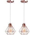 Uni 2pcs lustre suspension e27 16cm cage diamant en métal doré rose plafonnier luminaire pour couloir ... Uni 2pcs lustre suspension e27 16cm cage diamant en métal doré rose plafonnier luminaire pour couloir ...