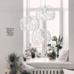 Uni 3 lampes lustre suspension design cage fer luminaire vintage industrielle blanc