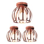 Uni 3 pack lampe de plafond industrielle e27 plafonnier lustre suspension luminaire metal or rose