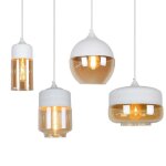 Uni lot de 4 lustre suspension en verre e27 blanc plafonnier luminaire salle � manger chambre h�tel restaurant ...