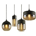Uni lot de 4 lustre suspension en verre e27 noir plafonnier luminaire salle  manger chambre htel restaurant ...