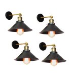 Uni lot de 4 r�tro applique murale industrielle e27 22cm plafonnier luminaire fer abat - jour en m�tal ...