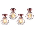 Uni 4pcs plafonnier cage diamant e27 16cm rétro industrielle lustre suspension pour couloir escalier ... Uni 4pcs plafonnier cage diamant e27 16cm rétro industrielle lustre suspension pour couloir escalier ...