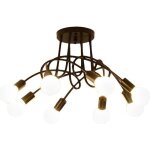 Plafonnier lustre vintage led lampe de plafond noir wottes - uni 8 - 8 ampoules - 40w - e27