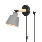 Uni applique mural intrieur design avec prise et interrupteur lampe de chevet eclairage dcor gris