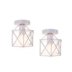 Uni lampe de plafond 14cm 2 pack plafonnier cage carré blanc lustre suspension luminaire pour entrée ... Uni lampe de plafond 14cm 2 pack plafonnier cage carré blanc lustre suspension luminaire pour entrée ...