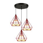 Uni lustre suspension cage forme diamant ajustable - luminaire contemporain 25cm 110 - 221v - corde salle ...
