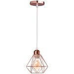 Uni lustre suspension e27 16cm cage diamant en métal doré rose plafonnier luminaire pour couloir escalier ... Uni lustre suspension e27 16cm cage diamant en métal doré rose plafonnier luminaire pour couloir escalier ...