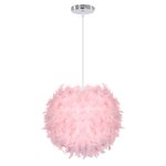 Uni lustre - suspension pratique et l�ger en plumes boule luminaire d�cor rose