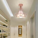 Uni moderne plafonnier cage forme diamant e27 25cm lustre suspension industrille or rose Uni moderne plafonnier cage forme diamant e27 25cm lustre suspension industrille or rose