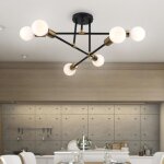 Plafonnier - uni - vintage industrielle - 6x e27 - noir - cuivre - int�rieur