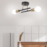 Uni plafonnier rétro industrielle luminaire 2 tête e27 applique murale noir et cuivre Uni plafonnier rétro industrielle luminaire 2 tête e27 applique murale noir et cuivre