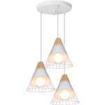 Uni suspension luminaire 3 lumières en disque blanc plafonnier lustre en bois fer eclairage décoration ... Uni suspension luminaire 3 lumières en disque blanc plafonnier lustre en bois fer eclairage décoration ...