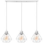 Uni suspension luminaire industrielle 16cm cage forme diamant 3 lumières en barre blanc luminaire salon ... Uni suspension luminaire industrielle 16cm cage forme diamant 3 lumières en barre blanc luminaire salon ...
