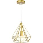 Uni suspension luminaire industrielle 25cm rétro lustre cage diamant en métal or plafonnier luminaire ... Uni suspension luminaire industrielle 25cm rétro lustre cage diamant en métal or plafonnier luminaire ...